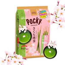 Load image into Gallery viewer, Glico Pocky Sakura Matcha Chocolate 8 Bags 101,6g (paluszki Glico o smaku matchy i kwiatu wiśni)
